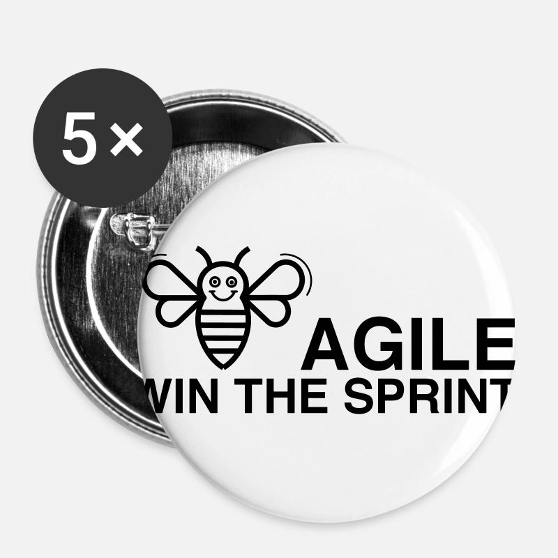BE AGILE WIN THE SPRINT - Buttons large 2.2''/56 mm (5-pack) - white