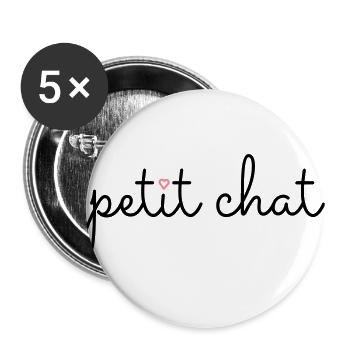 "Petit chat" – The little cat - Buttons large 2.2''/56 mm (5-pack) - white - Front