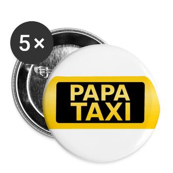 Papa Taxi - Buttons groß 56 mm (5er Pack) - Weiß - Vorne