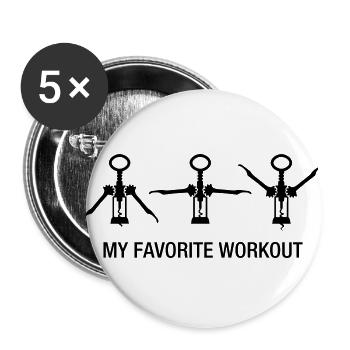 Wine Workout Training Gym Drink Wine Exercise - Buttons large 2.2''/56 mm (5-pack) - white - Front