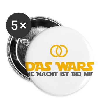 DAS WARS - Hochzeitsfeier Heiraten JGA Geschenk - Buttons groß 56 mm (5er Pack) - Weiß - Vorne