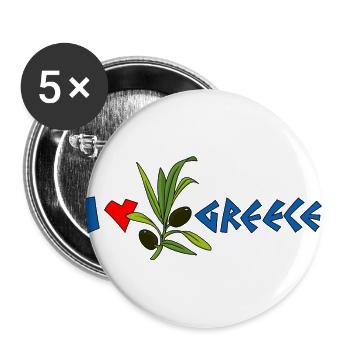 j'aime la Grèce avec olive - Lot de 5 grands badges (56 mm) - blanc - Devant