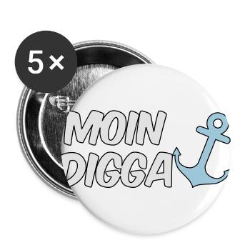 Moin Digga Hambourg - Lot de 5 grands badges (56 mm) - blanc - Devant