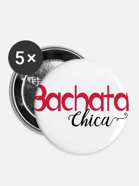 Bachata Chica - Dance Shirt - Buttons groß 56 mm (5er Pack) - Weiß