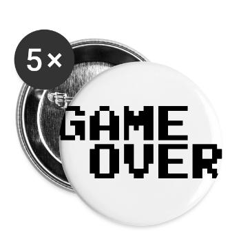 Game over - pixel retro inscription - Lot de 5 grands badges (56 mm) - blanc - Devant