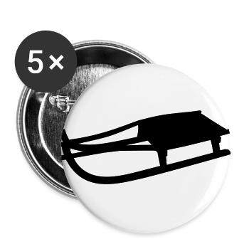 Rodel, Schlitten, rodler - Buttons groß 56 mm (5er Pack) - Weiß - Vorne