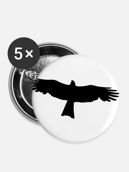 Falke - Raubvogel - Buttons groß 56 mm (5er Pack) - Weiß