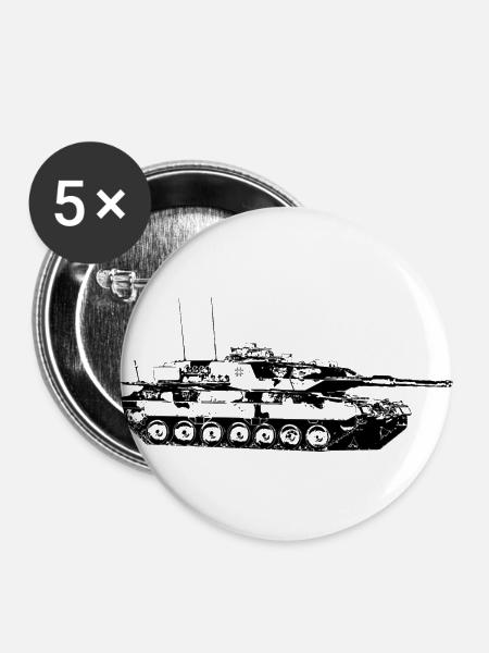 Panzer Tank - Buttons groß 56 mm (5er Pack) - Weiß