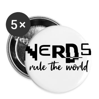 Nerds rule the world - Motto Spruch - Buttons groß 56 mm (5er Pack) - Weiß - Vorne