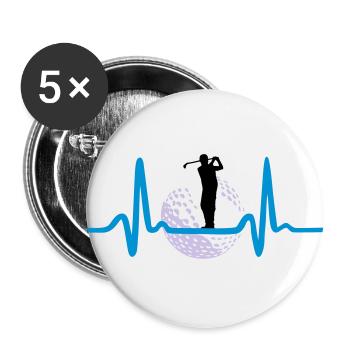Golfer & Herzschlag - Golf - Buttons groß 56 mm (5er Pack) - Weiß - Vorne