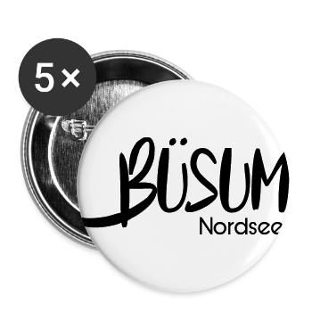 Buesum Nordsee - Buttons groß 56 mm (5er Pack) - Weiß - Vorne