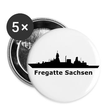 Fregatte Sachsen (Black-Design) - Buttons groß 56 mm (5er Pack) - Weiß - Vorne