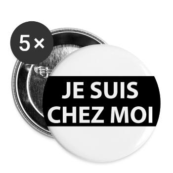 Je suis chez moi humour je suis coronavirus - Lot de 5 grands badges (56 mm) - blanc - Devant