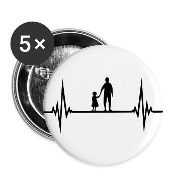 father and daughter pulse heartbeat frequency father va - Buttons large 2.2''/56 mm (5-pack) - white - Front