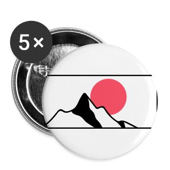 Berg Sonne - Buttons groß 56 mm (5er Pack) - Weiß - Vorne