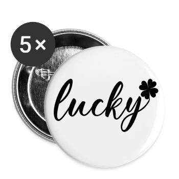 St. Patrick's Day Geschenk Kleeblatt Männer, Frauen, Kinder - Buttons groß 56 mm (5er Pack) - Weiß - Vorne
