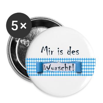 Mir is des Wurscht Humor, Lustige Sprüche - Buttons groß 56 mm (5er Pack) - Weiß - Vorne