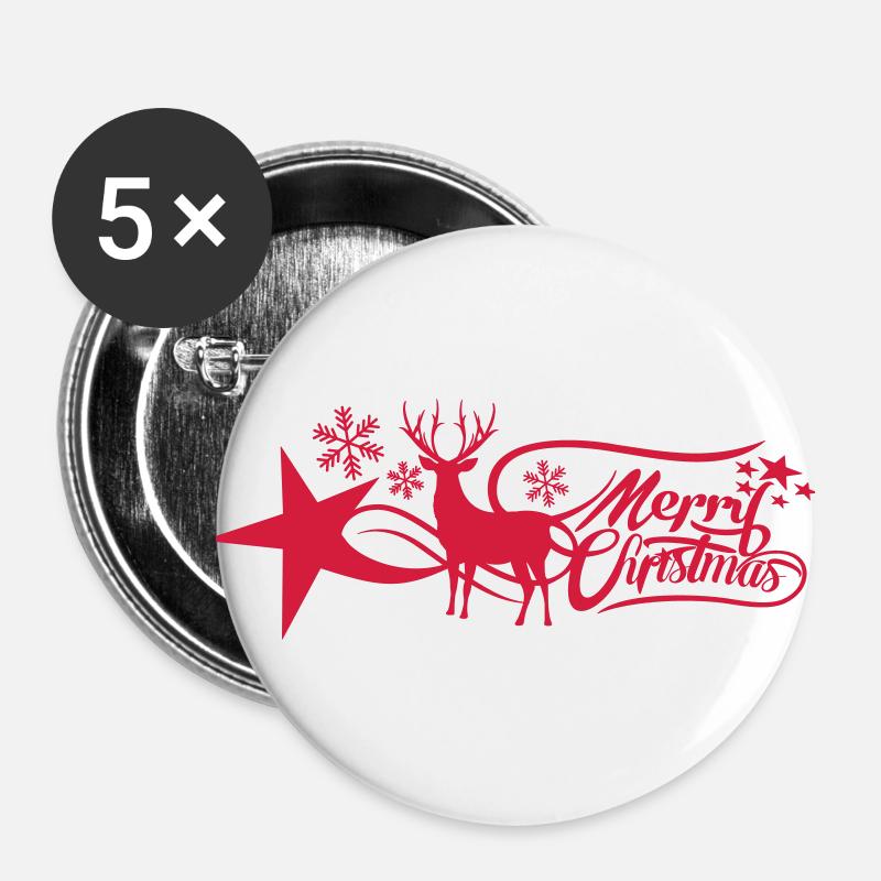 merry-christmas - Buttons large 2.2''/56 mm (5-pack) - white