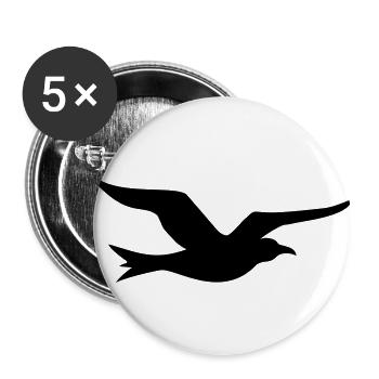 Möwe von der Küste Geschenk - Buttons groß 56 mm (5er Pack) - Weiß - Vorne