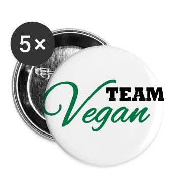 Team Vegan - Buttons groß 56 mm (5er Pack) - Weiß - Vorne