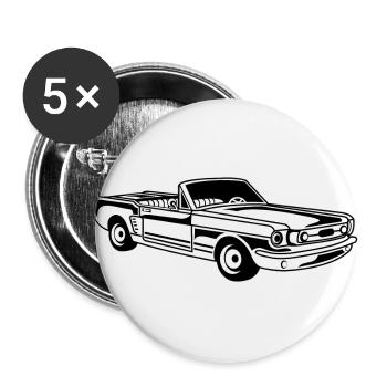 Cabrio / Muscle Car 02_schwarz weiß - Buttons groß 56 mm (5er Pack) - Weiß - Vorne
