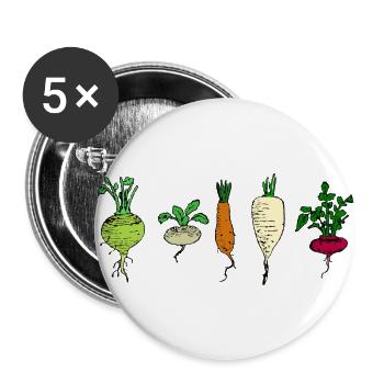 Rüben an der Zahl - Buttons groß 56 mm (5er Pack) - Weiß - Vorne