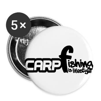 Karpfen, Fisch, Karpfenangeln, Angeln - Buttons groß 56 mm (5er Pack) - Weiß - Vorne