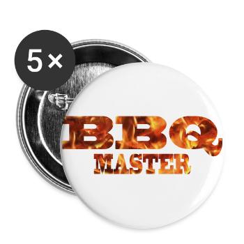 BBQ Maître Grill griller cadeau de maître - Lot de 5 grands badges (56 mm) - blanc - Devant