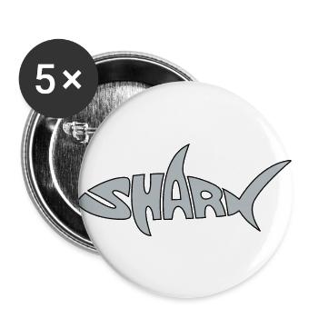 Requin, requin, poisson, animal marin, danger - Lot de 5 grands badges (56 mm) - blanc - Devant