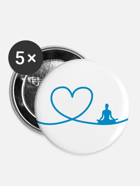 I love Yoga - Buttons groß 56 mm (5er Pack) - Weiß