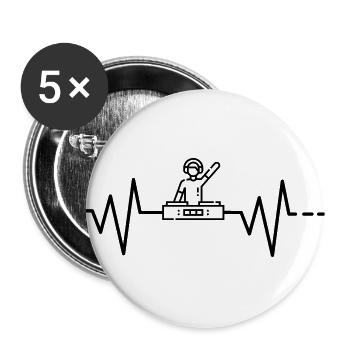 Heartbeat DJ, Music, EDM, Music Party Disco, Club - Buttons large 2.2''/56 mm (5-pack) - white - Front