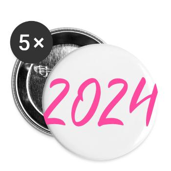2024 New Year's Eve New Year pink pink - Buttons large 2.2''/56 mm (5-pack) - white - Front