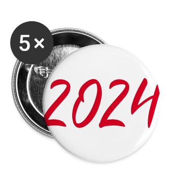 2024 New Year's Eve New Year red - Buttons large 2.2''/56 mm (5-pack) - white - Front