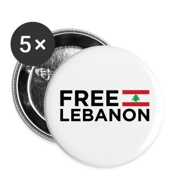 Conception du drapeau du Liban libre - Lot de 5 grands badges (56 mm) - blanc - Devant