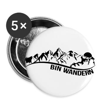 bin wandern - Buttons groß 56 mm (5er Pack) - Weiß - Vorne