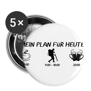 MEIN PLAN Für HEUTE wandern - Buttons groß 56 mm (5er Pack) - Weiß - Vorne