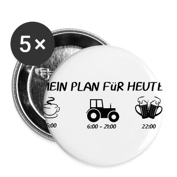 Mein Plan für Heute Landwirt Traktor - Buttons groß 56 mm (5er Pack) - Weiß - Vorne