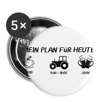 MEIN PLAN FüR HEUTE traktor Landwirt - Buttons groß 56 mm (5er Pack) - Weiß - Vorne