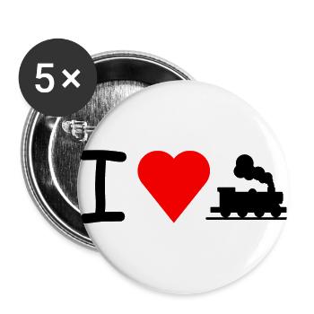 I love Lok Eisenbahn Lokomotive Bahn - Buttons groß 56 mm (5er Pack) - Weiß - Vorne