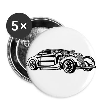 Hot Rod / Roue Rod 05_schwarz blanc - Lot de 5 grands badges (56 mm) - blanc - Devant