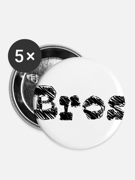 Bros T-Shirt - Buttons groß 56 mm (5er Pack) - Weiß