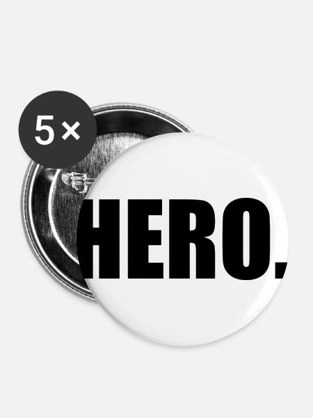 Hero - Buttons groß 56 mm (5er Pack) - Weiß