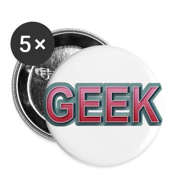 GEEK comic retro lettering - Buttons large 2.2''/56 mm (5-pack) - white - Front