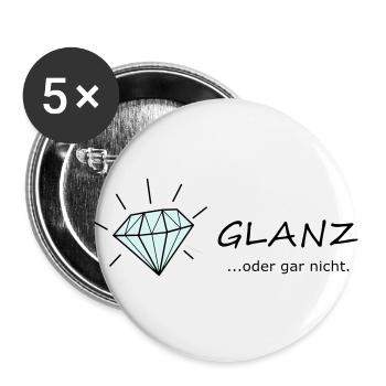 GLANZ oder gar nicht, mit Diamant, Glamour - Buttons groß 56 mm (5er Pack) - Weiß - Vorne