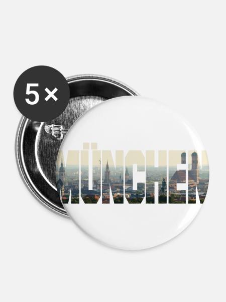 München Panorama - Buttons groß 56 mm (5er Pack) - Weiß