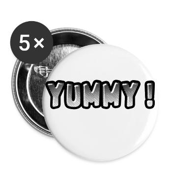 YUMMY | Tolle Geschenk Idee - Buttons groß 56 mm (5er Pack) - Weiß - Vorne