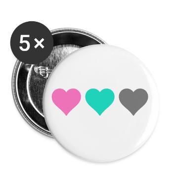 heart - Buttons large 2.2''/56 mm (5-pack) - white - Front