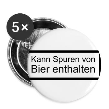 Kann Spuren von Bier enthalten - Buttons groß 56 mm (5er Pack) - Weiß - Vorne