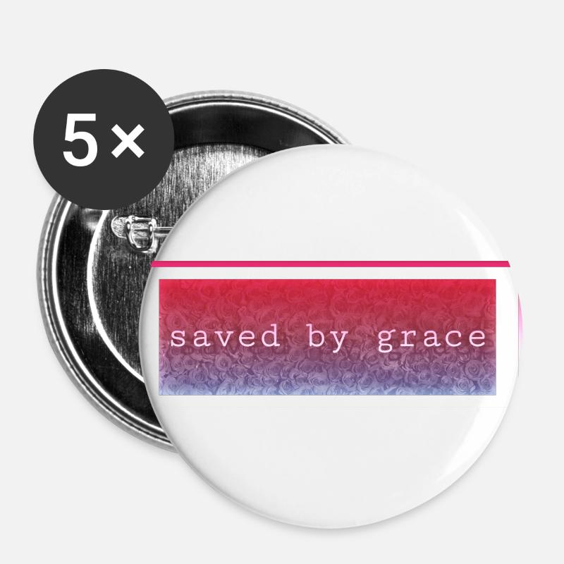 Saved by grace - Buttons large 2.2''/56 mm (5-pack) - white