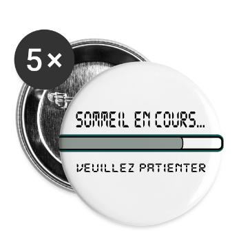 sommeil_en_cours,message,humour,drôle - Lot de 5 grands badges (56 mm) - blanc - Devant